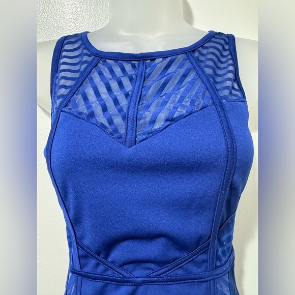 Blue Mesh Mini Dress - Picture 2 of 4
